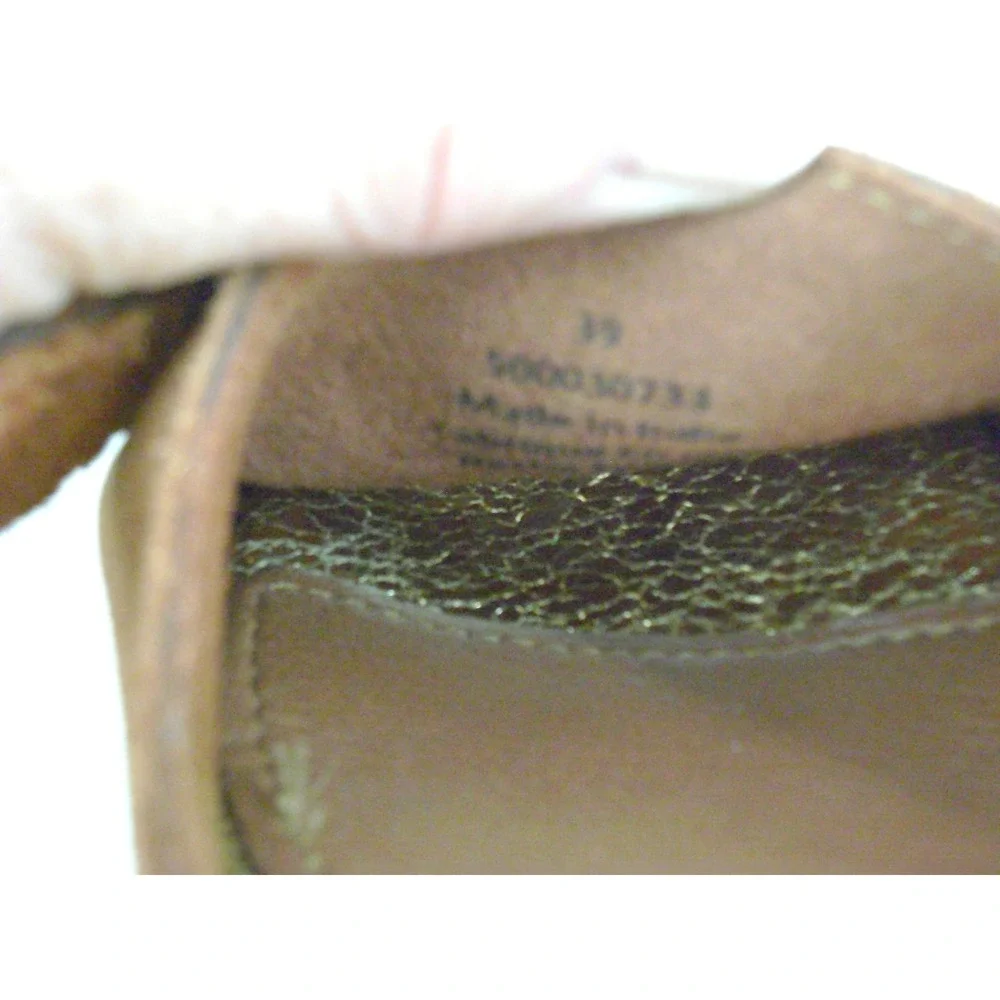 Free People Suede‎ Platform Sandals Rust Brown Gold Metallic Block Heel Size 39
